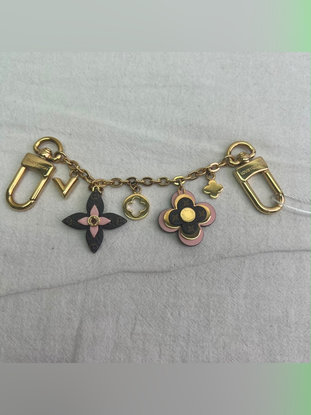 Louis Vuitton Pink & Brown Monogram Flower Key Charm Chain